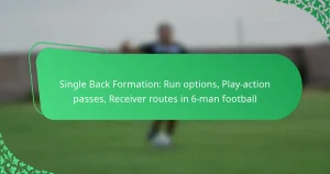 Single Back Formation: Run options, Play-action passes, Receiver routes in 6-man football