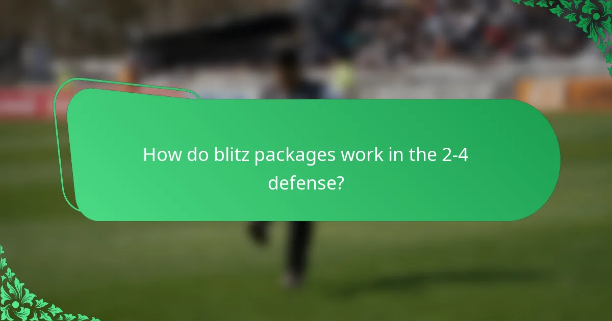 How do blitz packages work in the 2-4 defense?