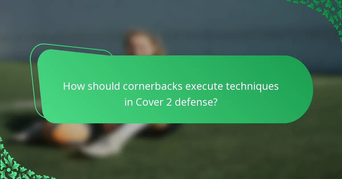 How should cornerbacks execute techniques in Cover 2 defense?