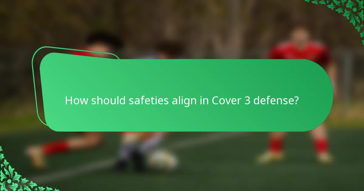 How should safeties align in Cover 3 defense?