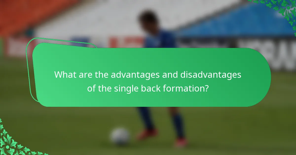 What are the advantages and disadvantages of the single back formation?